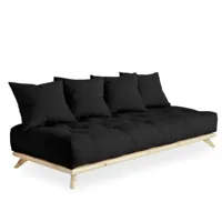 canapé convertible futon senza pin naturel coloris gris foncé couchage 90 cm.