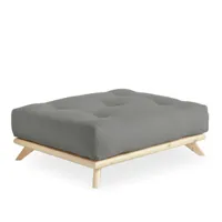 pouf futon senza pin naturel coloris gris de 90 x 100 cm.