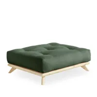 pouf futon senza pin naturel coloris vert olive de 90 x 100 cm.