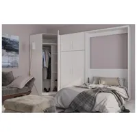composition armoire lit escamotable smart-v2 blanc mat couchage 140 x 200 cm armoire 2 portes + angle