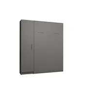 composition armoire lit escamotable smart-v2 gris mat couchage 140 x 200 cm colonne armoire