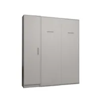 composition armoire lit escamotable smart-v2 blanc mat couchage 140 x 200 cm colonne armoire