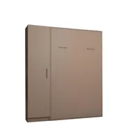 composition armoire lit escamotable smart-v2 taupe mat couchage 140 x 200 cm colonne armoire