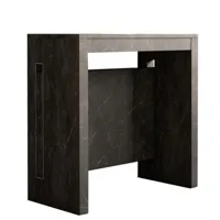 table console extensible grandezza marbre noir jusqu'à 8 couverts avec allonges intégrées