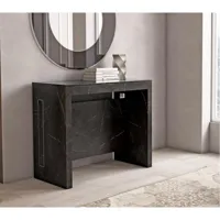table console extensible 8 couverts topaz 90 cm marbre noir avec allonges intégrées