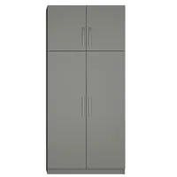 armoire de rangement 2 tringles penderie 4 portes largeur 100 cm coloris gris graphite mat