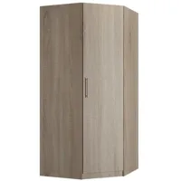 armoire d'angle 1 porte 100 x 100 cm 1 étagère, 1 tringle penderie coloris chêne naturel