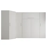 composition armoire lit escamotable angle lutecia blanc mat 350 x 100 cm couchage 140*190 cm