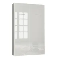 armoire lit escamotable smart-v2 blanc mat façade gloss blanc brillant 140*200 cm