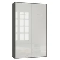armoire lit escamotable smart-v2 structure gris graphite mat, façade gloss blanc brillant 140*200 cm
