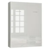 armoire lit escamotable smart-v2 structure blanc mat, façade gloss blanc brillant 160*200 cm