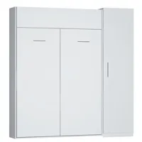 composition armoire lit dynamo blanc mat couchage 140 x 200 cm colonne armoire