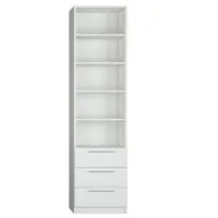 armoire de rangement bibliothèque + 3 tiroirs coloris blanc mat largeur 50 cm