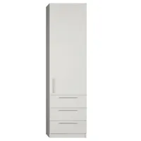 armoire de rangement 1 porte, 3 tiroirs coloris blanc mat largeur 50 cm