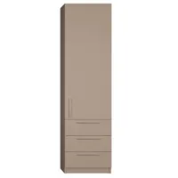 armoire de rangement 1 porte, 3 tiroirs coloris taupe mat largeur 50 cm