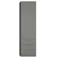 armoire de rangement 1 porte, 3 tiroirs coloris gris graphite mat largeur 50 cm