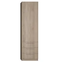 armoire de rangement 1 porte, 3 tiroirs finition chêne naturel largeur 50 cm