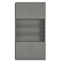 armoire de rangement niche centrale, 4 portes largeur 100 cm coloris gris graphite mat