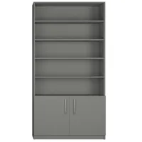 armoire 2 portes basses + bibliothèque largeur 100 cm coloris gris graphite mat
