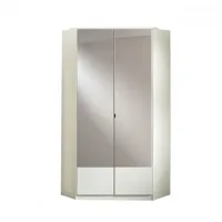armoire dressing d'angle dingle 2 portes miroirs 95*95 blanche