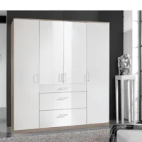 armoire cooper 4 portes 3 tiroirs laqués blanc largeur 179 cm