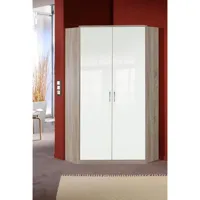 armoire dressing d'angle cooper 2 portes 95*95 laquée blanc / décor chêne
