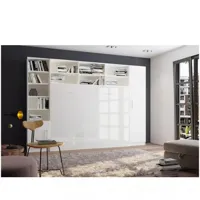 composition armoire lit horizontale strada-v2 blanc mat façade armoire-lit blanc brillant avec 2 colonnes 140*200 cm