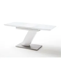 table repas extensible design galia 140/180 x 80 cm blanc laqué brillant verre trempé