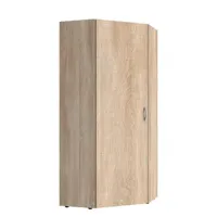 armoire de rangement d'angle lund 1 porte chêne naturel 80 x 80 cm