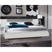 lit design angela avec éclairage 160 x 200 cm blanc rechampis béton gris clair
