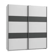 armoire de rangement aude portes coulissantes 135 cm blanc rechampis graphite