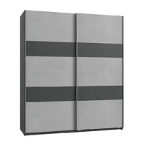 armoire de rangement aude portes coulissantes 135 cm béton gris clair rechampis graphite