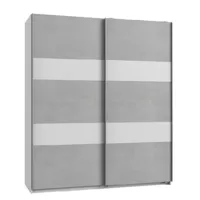 armoire de rangement aude portes coulissantes 135 cm béton gris clair rechampis blanc