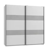 armoire de rangement aude portes coulissantes 179 cm blanc mat rechampis béton gris clair