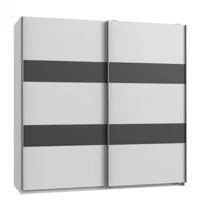 armoire de rangement aude portes coulissantes 179 cm blanc mat rechampis graphite