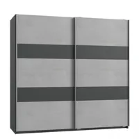 armoire de rangement aude portes coulissantes 179 cm gris clair rechampis graphite