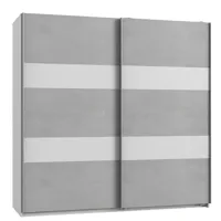 armoire de rangement aude portes coulissantes 179 cm béton gris clair rechampis blanc