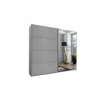 armoire de rangement 2 portes coulissantes edwig 225 cm gris béton / miroir