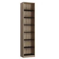 colonne bibliothèque style industriel key  bi-ton chêne noir mat 50 x 42 cm