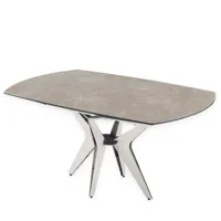 table de repas extensible boomerang 160/228 x  95 cm plateau céramique pied acier inoxydable
