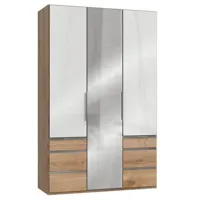 armoire rangement lisea 3 portes 6 tiroirs verre blanc 150 x 236 cm ht