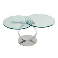 table nano à plateaux pivotants en verre et acier chromé
