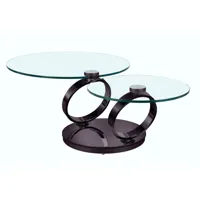 table olympe plateaux pivotants en verre et piètement noir nickel