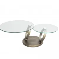 table olympe plateaux pivotants en verre et piètement bronze