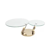 table olympe cooper plateaux pivotants en verre piètement acier finition cuivre rosé doré