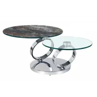 table olympe  à plateaux pivotants en verre et céramique anthracite