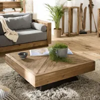 table basse scandinave carrée en bois pin recyclé