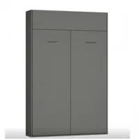 armoire lit escamotable dynamo gris mat couchage 120*200 cm