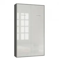 armoire lit escamotable smart-v2 gris graphite mat façade gloss blanc brillant 120*200 cm