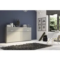 armoire lit escamotable vertigo gris mat couchage 90*200 cm
